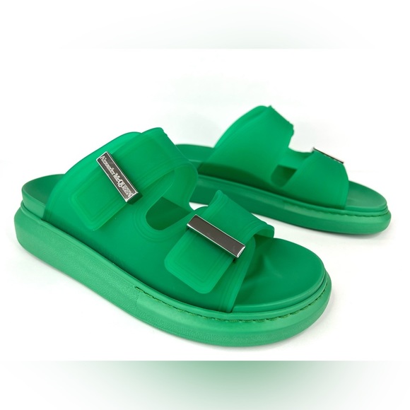 ALEXANDER MCQUEEN unisex Double Band Rubber Green Slides Sandals EU 39 US 9 - Picture 4 of 12